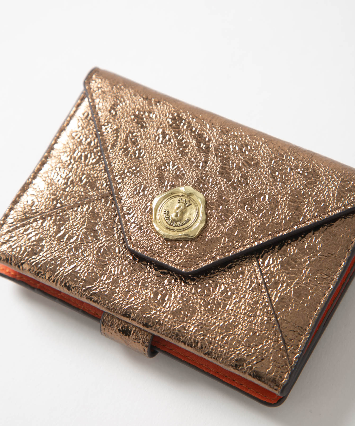 メール型二つ折り財布/レオパード箔押し