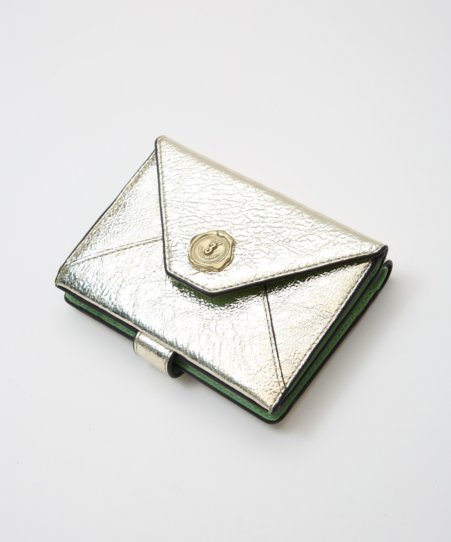 メール型二つ折り財布/レオパード箔押し