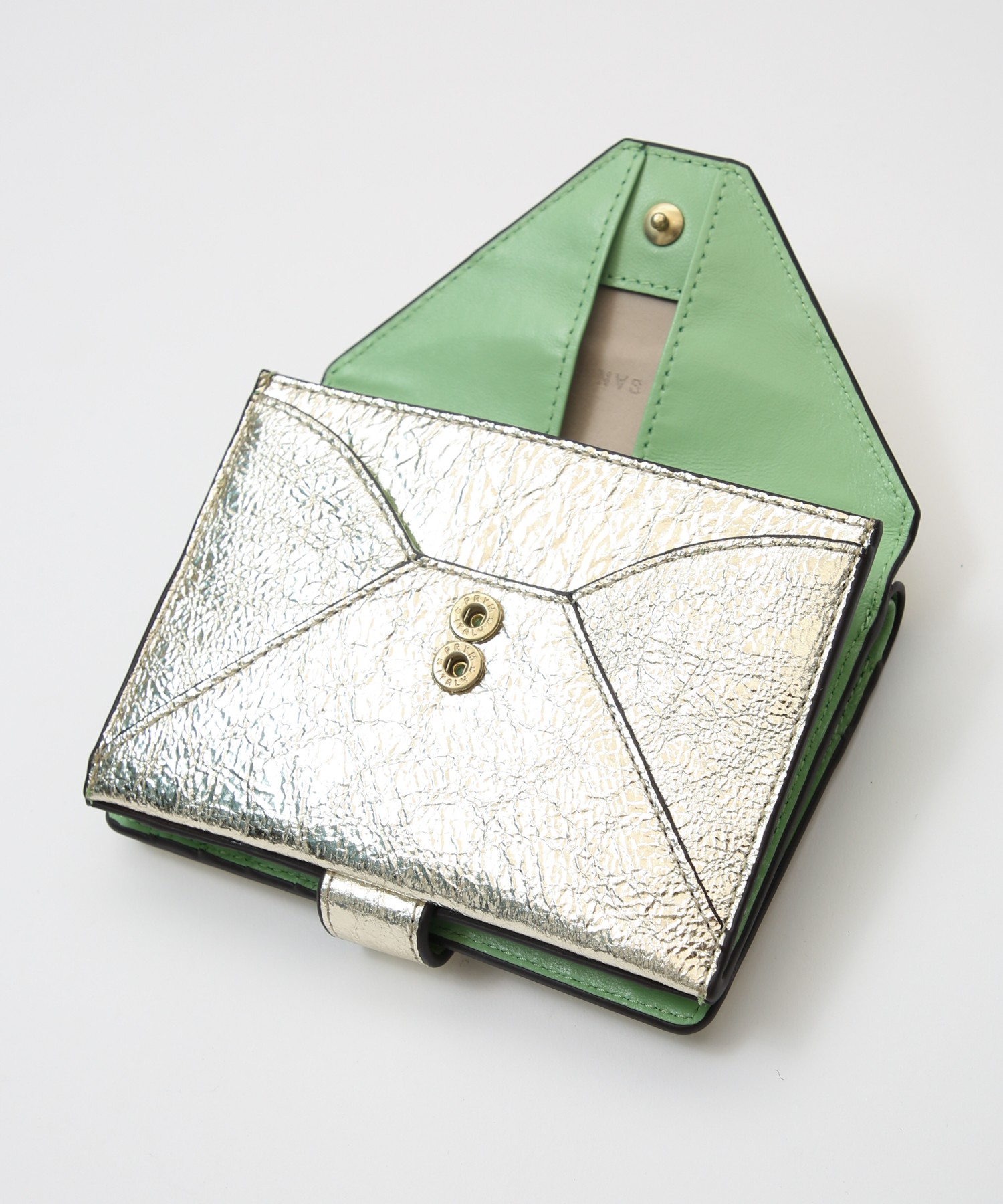 メール型二つ折り財布/レオパード箔押し