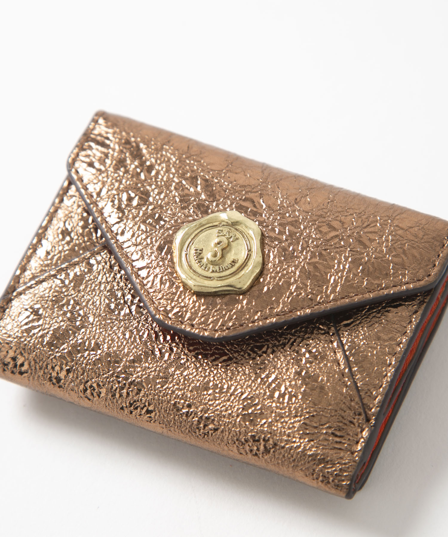 メール型三つ折りミニ財布/レオパード箔押し