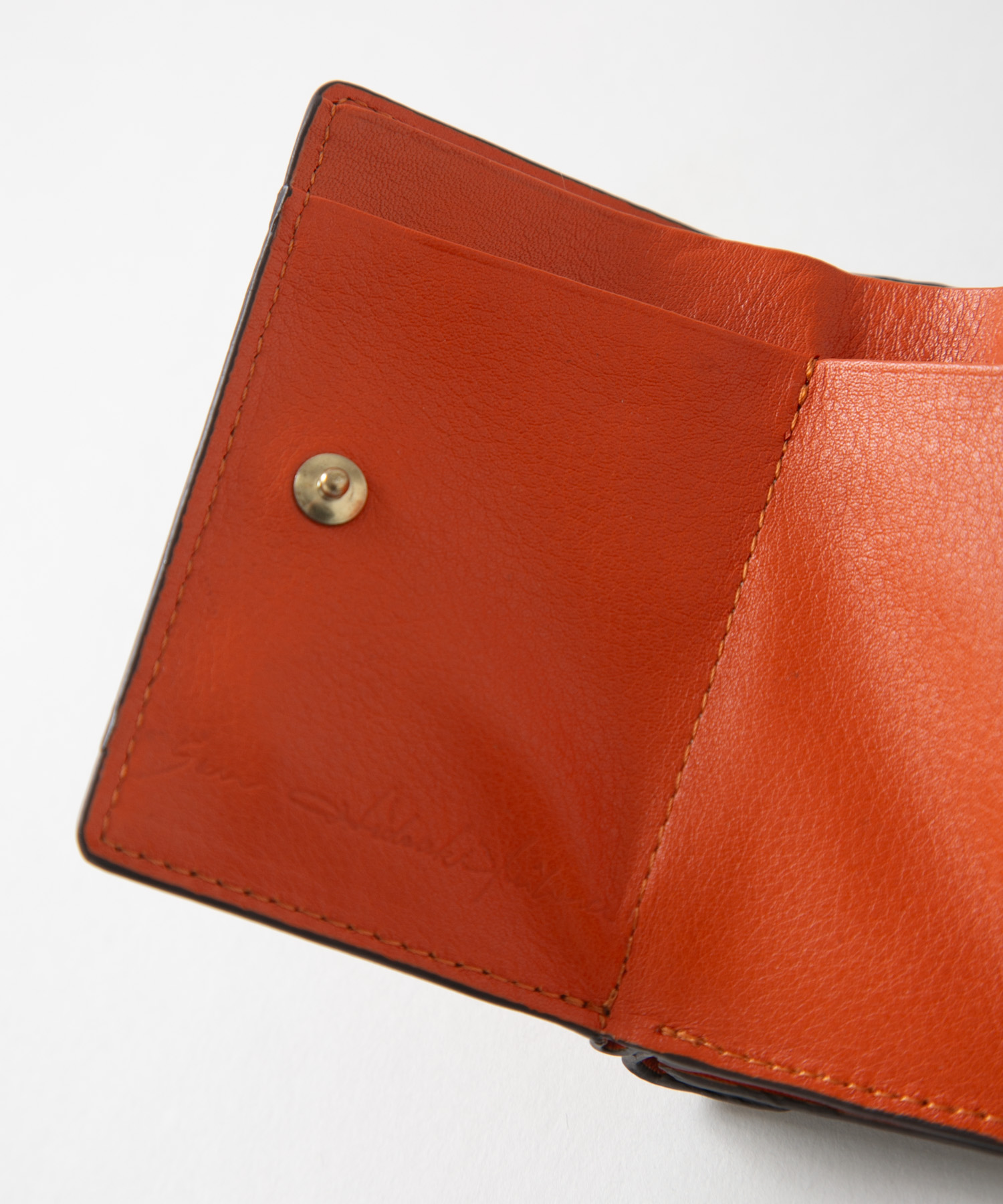 メール型三つ折りミニ財布/レオパード箔押し