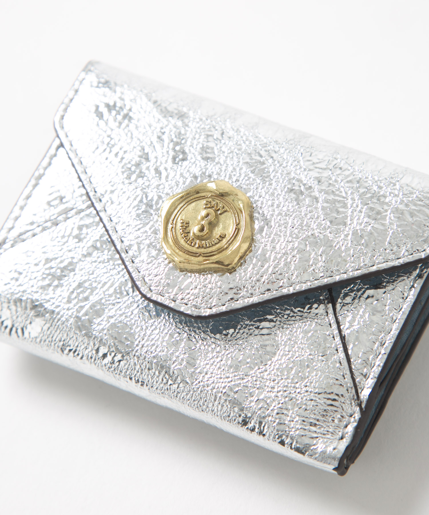 メール型三つ折りミニ財布/レオパード箔押し