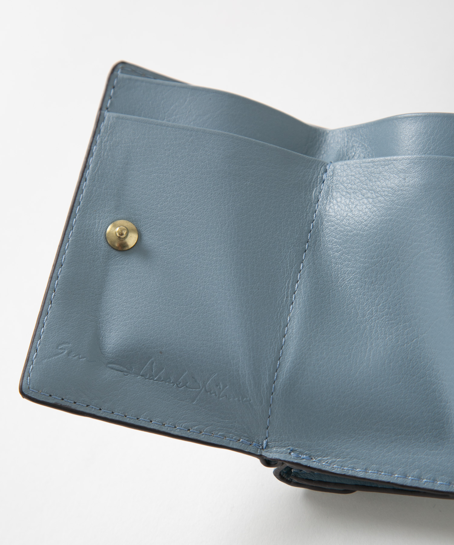 メール型三つ折りミニ財布/レオパード箔押し