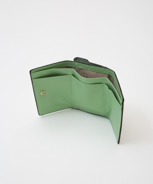 メール型三つ折りミニ財布/レオパード箔押し