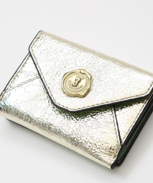 メール型三つ折りミニ財布/レオパード箔押し