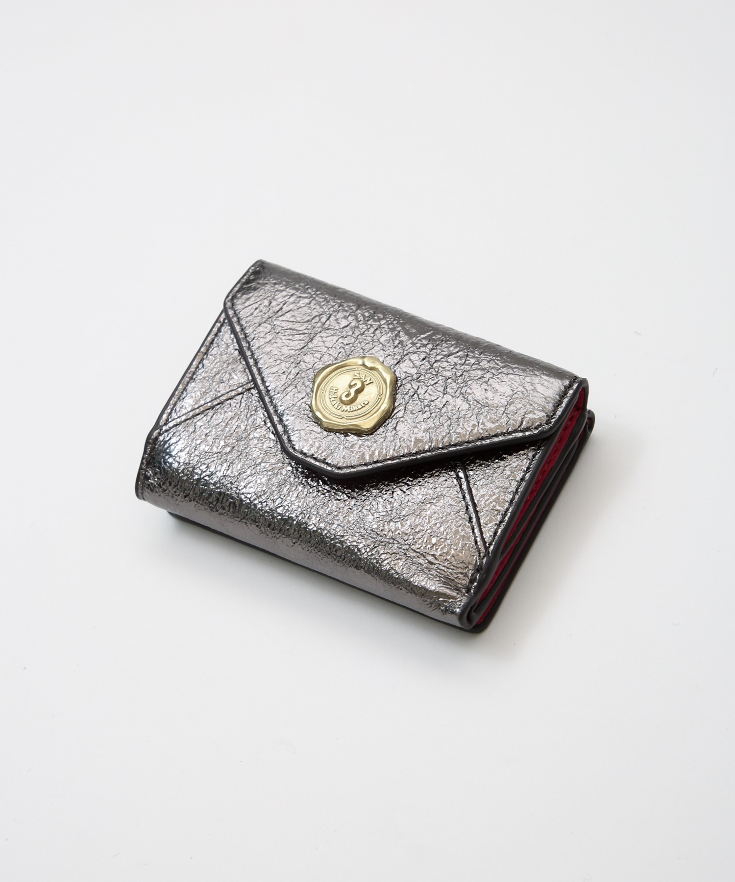 メール型三つ折りミニ財布/レオパード箔押し