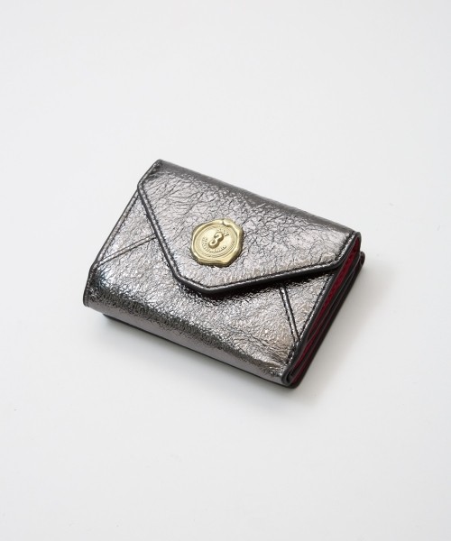 メール型三つ折りミニ財布/レオパード箔押し