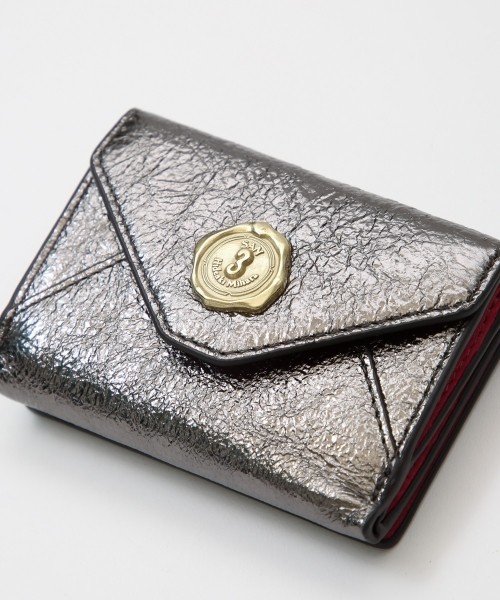 メール型三つ折りミニ財布/レオパード箔押し