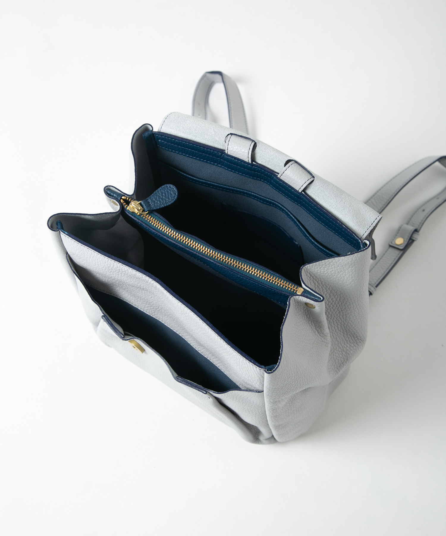 配色レザーリュック