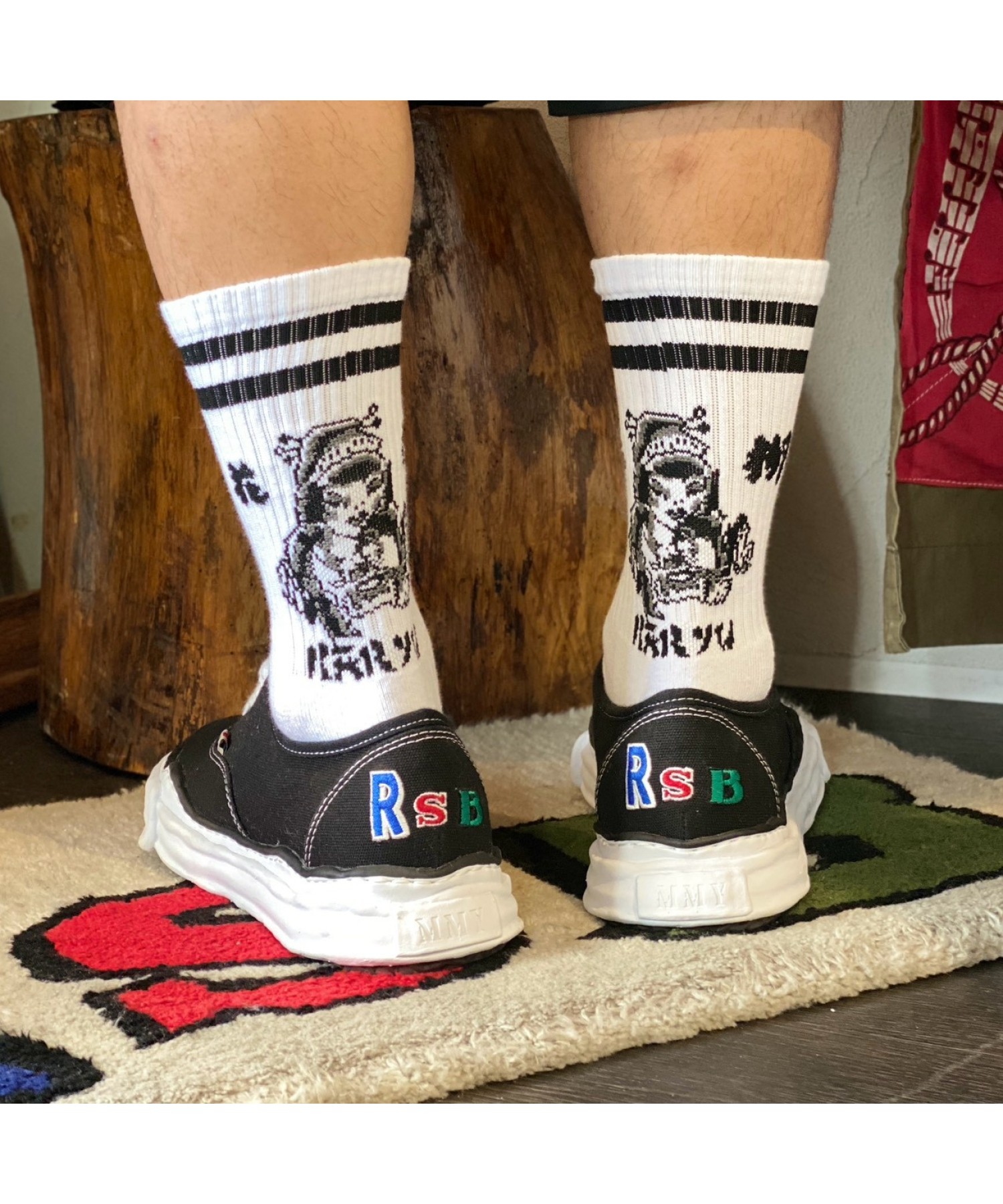 花柳 - KARYU - SOCKS BLACK / WHITE
