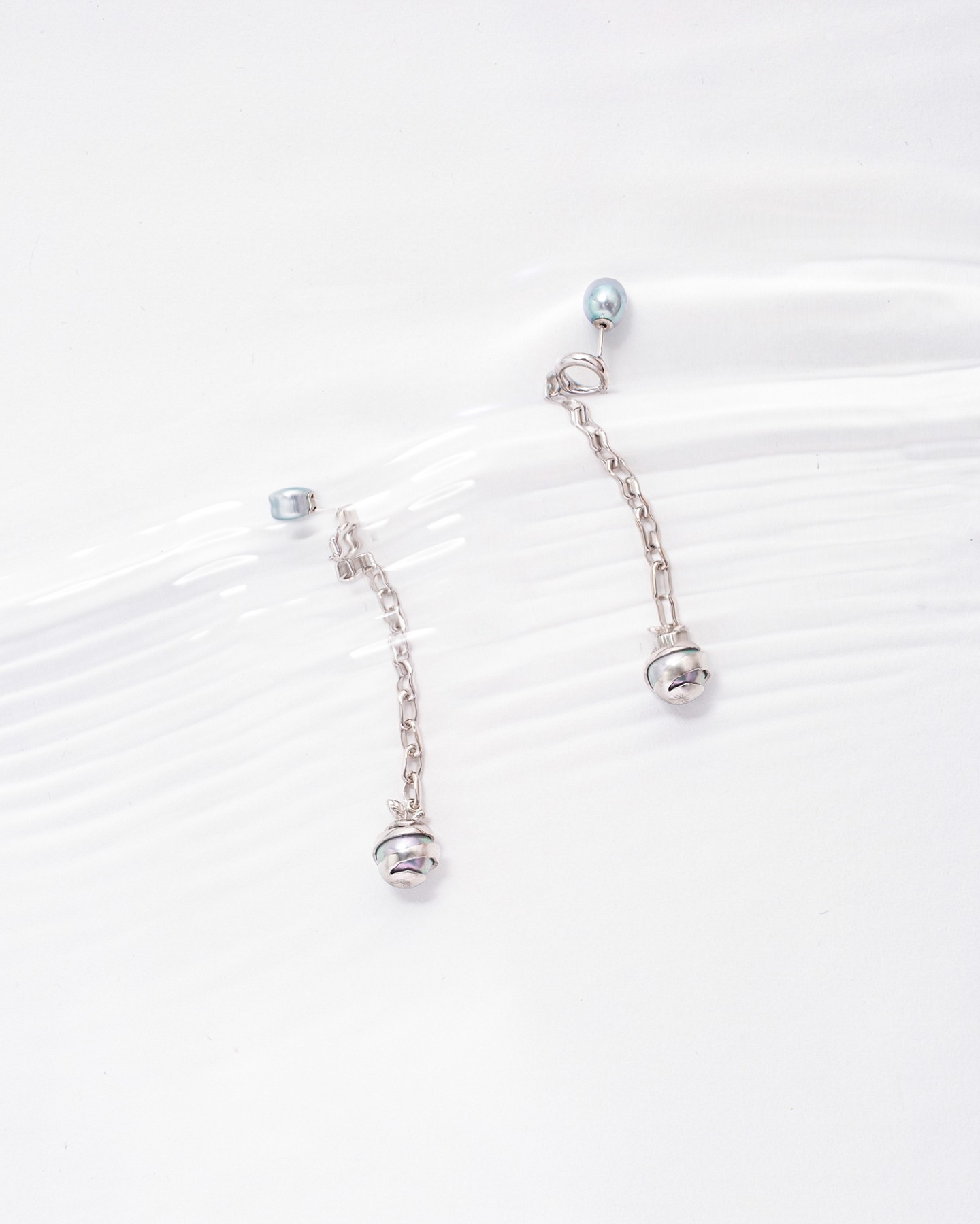 akoya pearl chain ear pierce long-LEFT