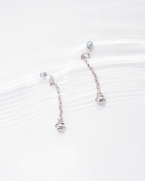 akoya pearl chain ear pierce long-LEFT