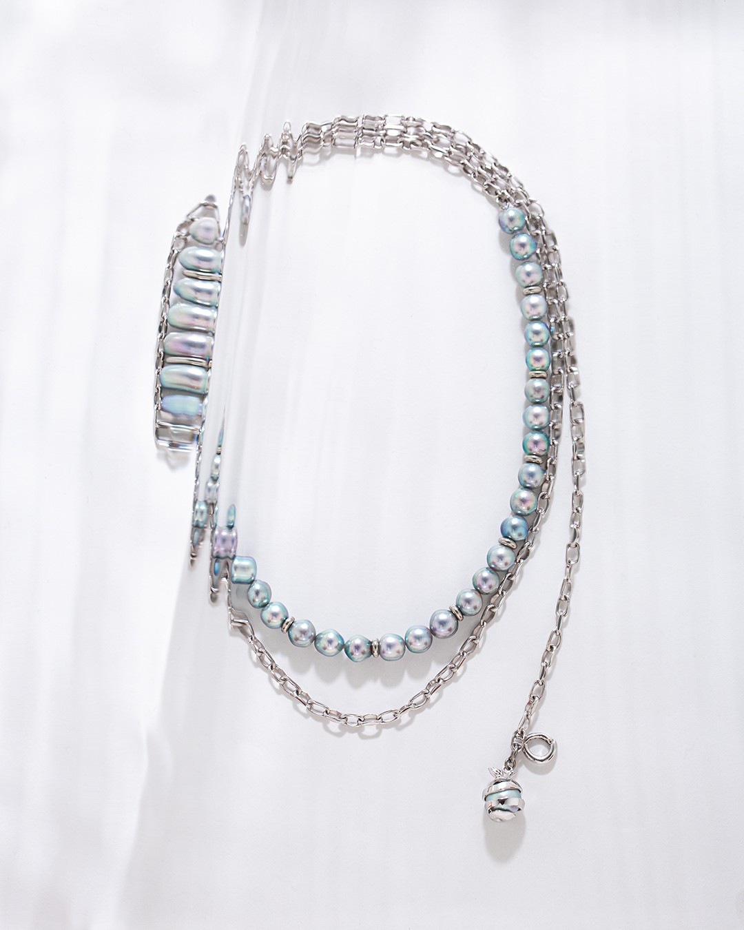 Layer pearl necklace-long/7.5mm