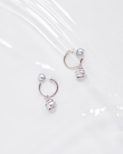 akoya pearl ring ear pierce (one piece)