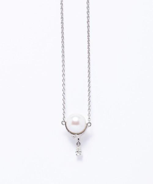 Platinam akoya pearl diamond drop neckles