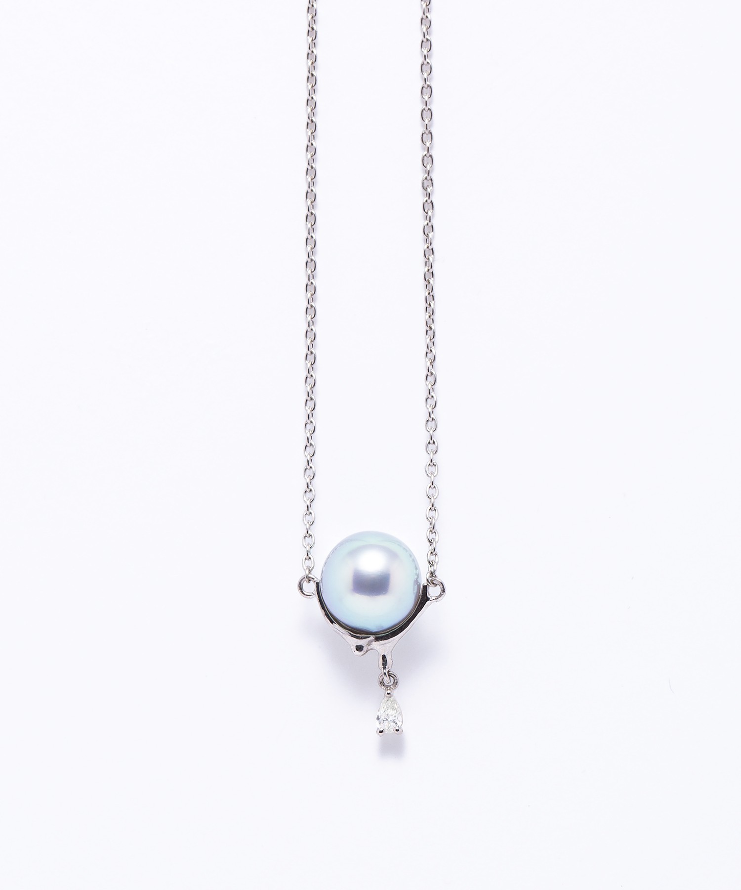Platinam akoya pearl diamond drop neckles
