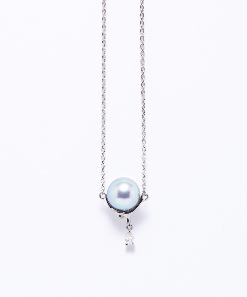 Platinam akoya pearl diamond drop neckles