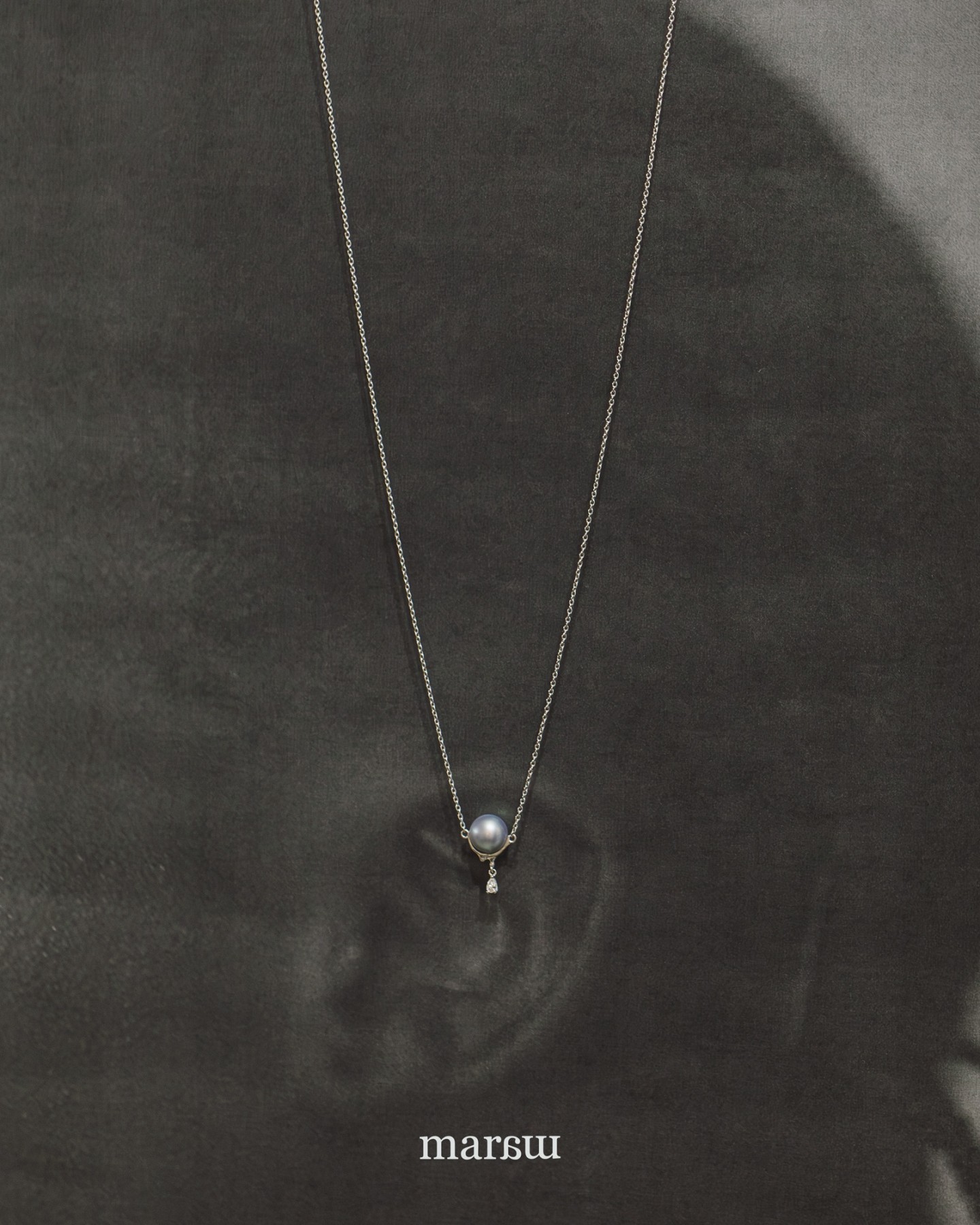 Platinam akoya pearl diamond drop neckles