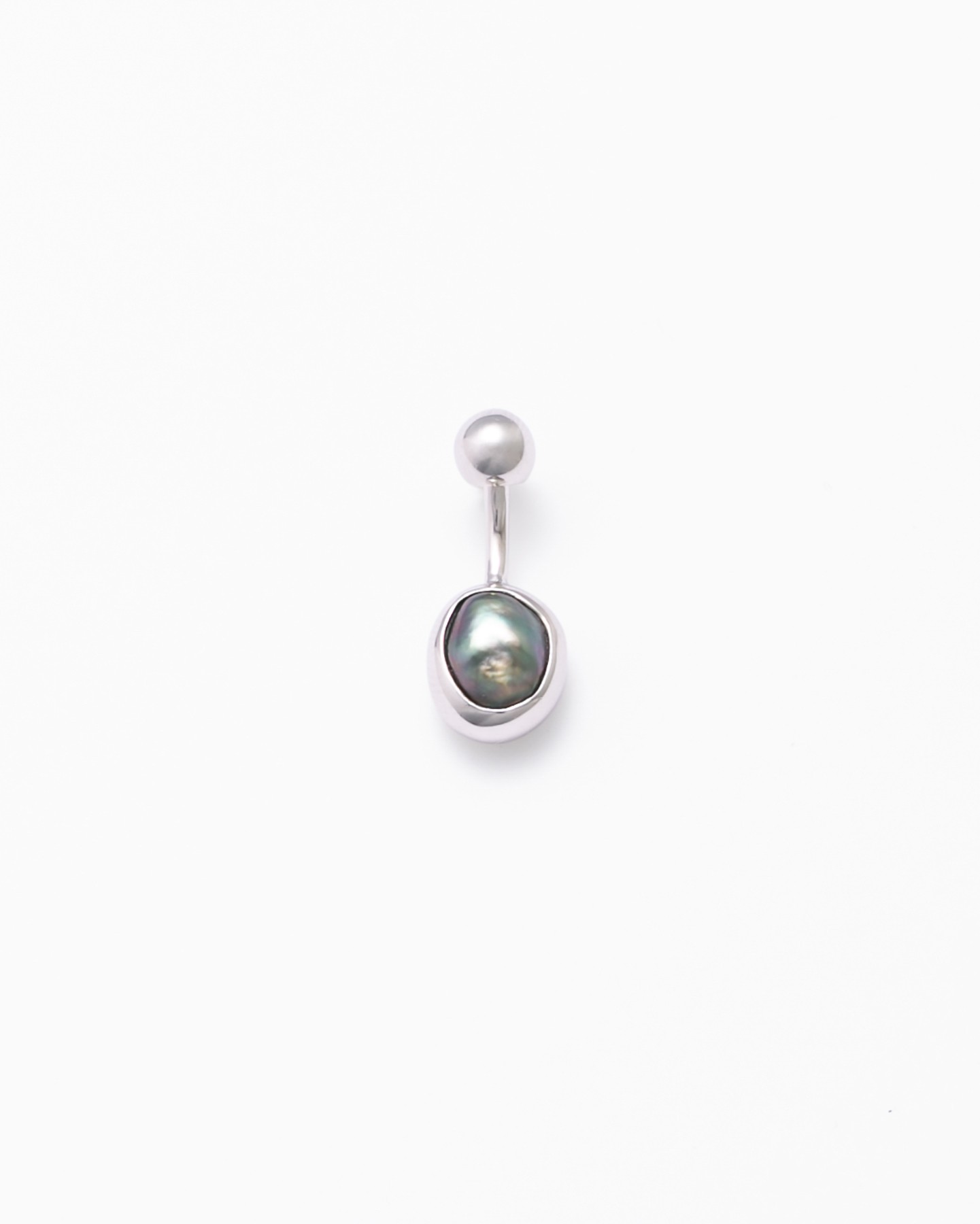 Platinam tahitian keshi pearl body pierce