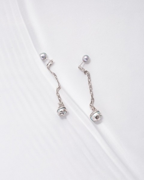akoya pearl chain ear pierce long-RIGHT