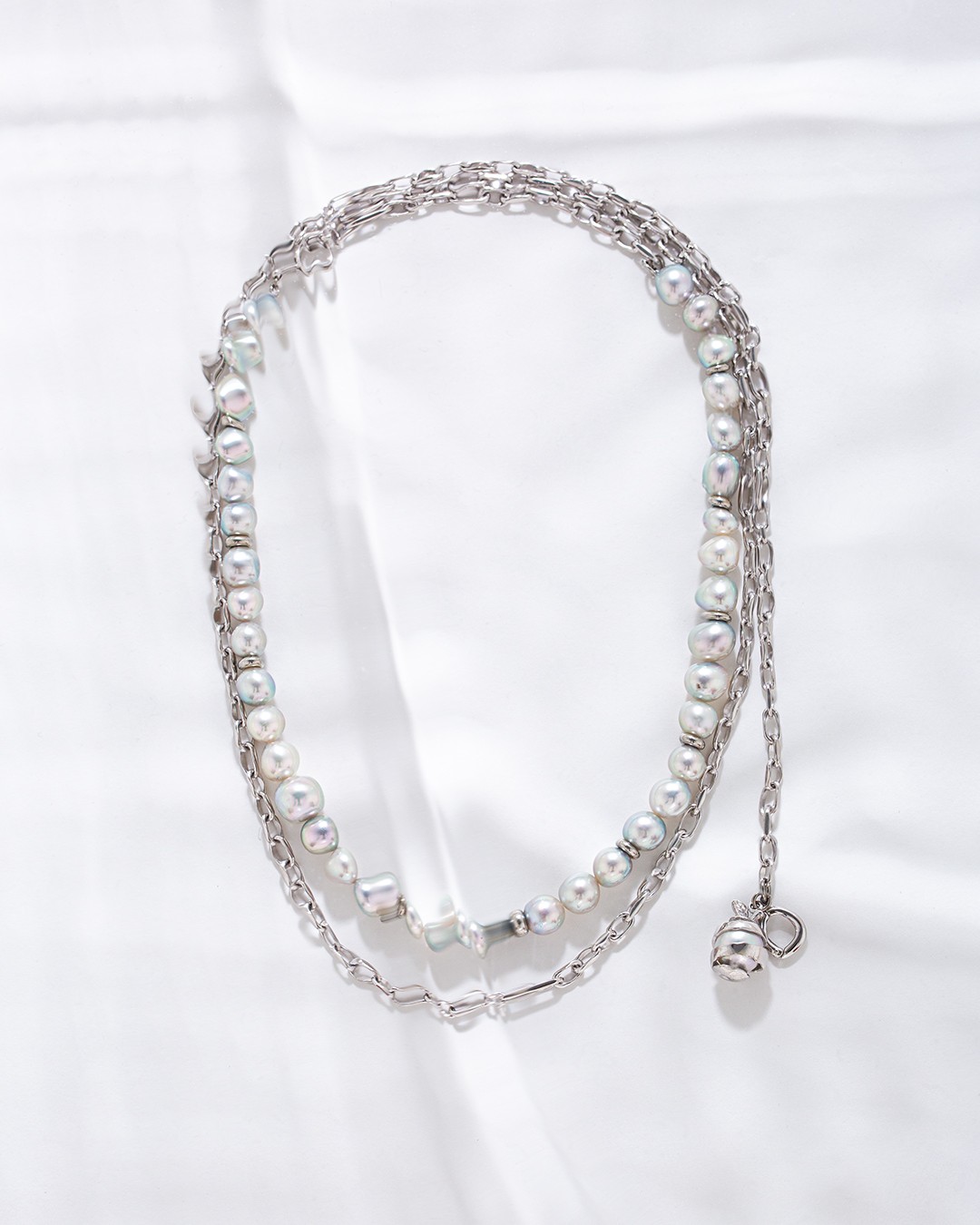 Layer pearl necklace-long/7.5mm