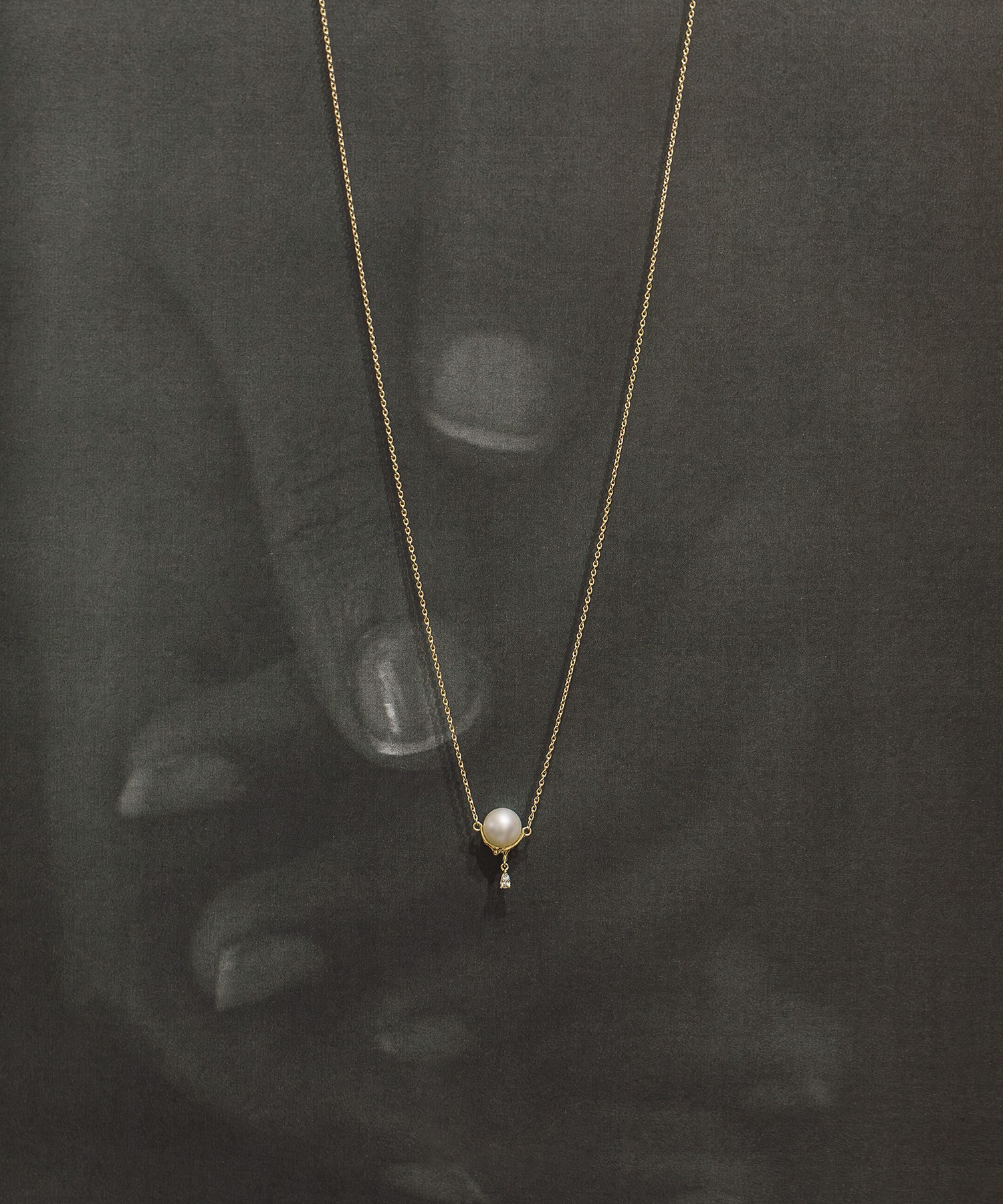 Diamond drop akoya pearl necklace