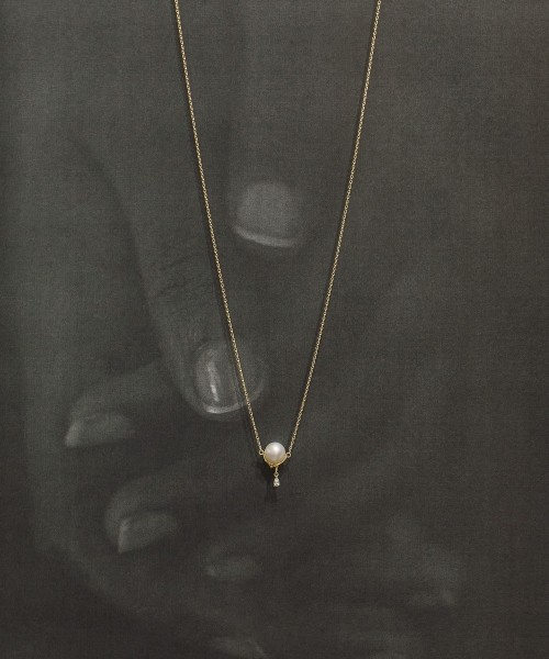 Diamond drop akoya pearl necklace
