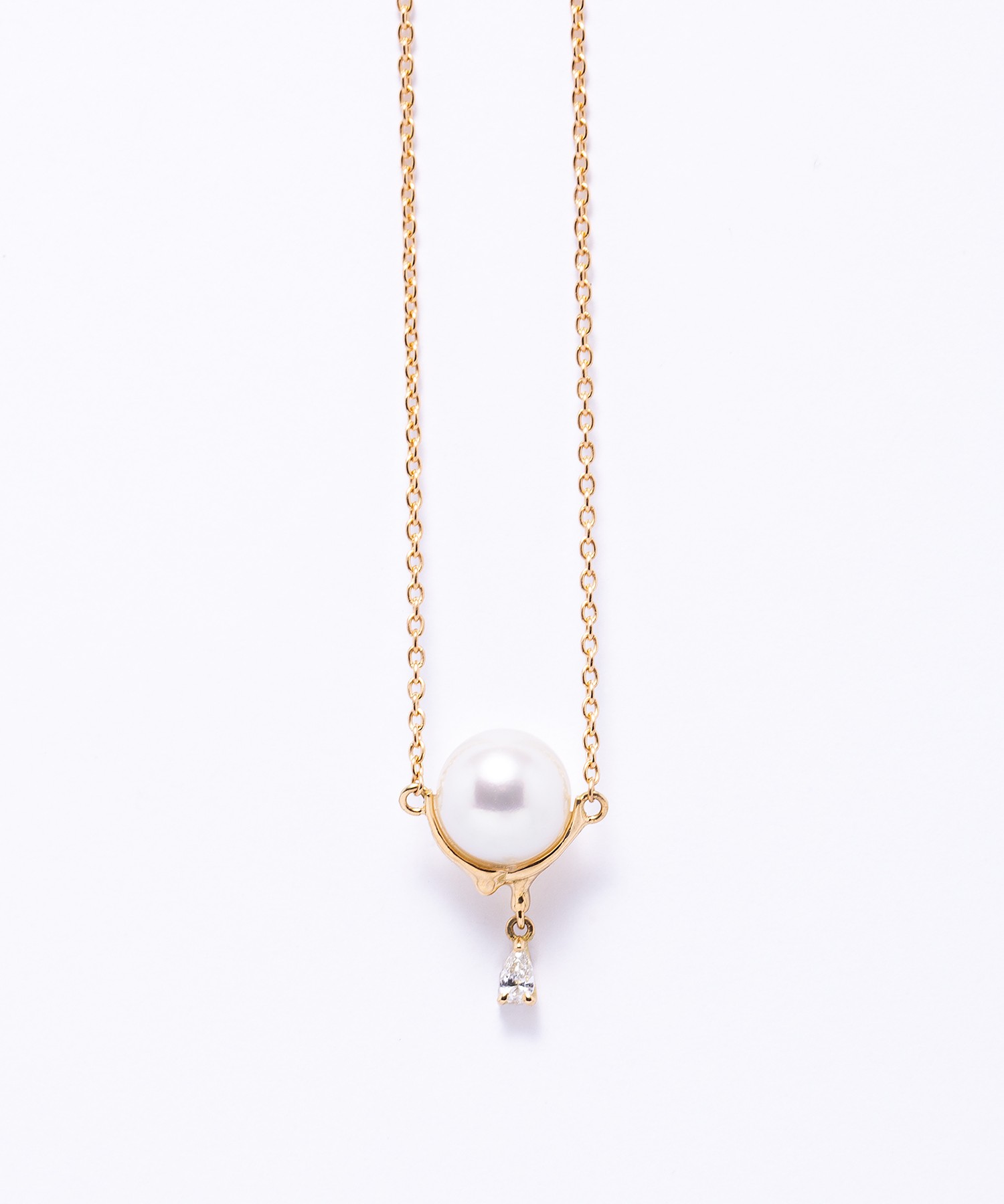Diamond drop akoya pearl necklace