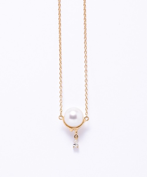 Diamond drop akoya pearl necklace