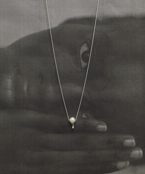 Diamond drop akoya pearl necklace