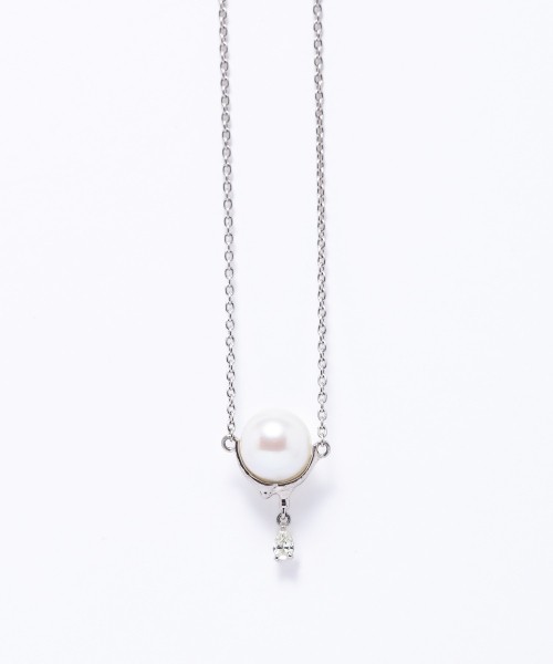 Diamond drop akoya pearl necklace