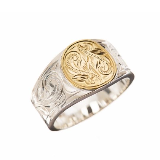 ハワイアンジュエリー/Silver925/14KYGF/ラウンドタッパーリング/12mm