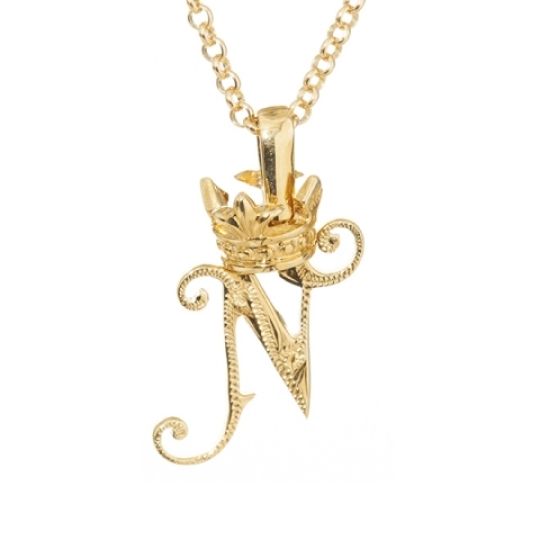 ハワイアンジュエリー/K10YG/ダイヤモンド イニシャル ペンダント「N」(Small)|ハワイアンジュエリーブランドMaxi(マキシ)公式通販オンラインショップ