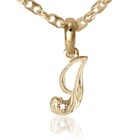ハワイアンジュエリー/K10YG/ダイヤモンド イニシャル ペンダント「I」(Small)|ハワイアンジュエリーブランドMaxi(マキシ)公式通販オンラインショップ