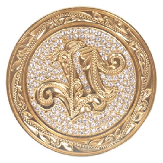 ハワイアンジュエリー/Brass/ストーン付きイニシャルゴルフマーカーL/L0002/GD【S】|ハワイアンジュエリーブランドMaxi(マキシ)公式通販オンラインショップ