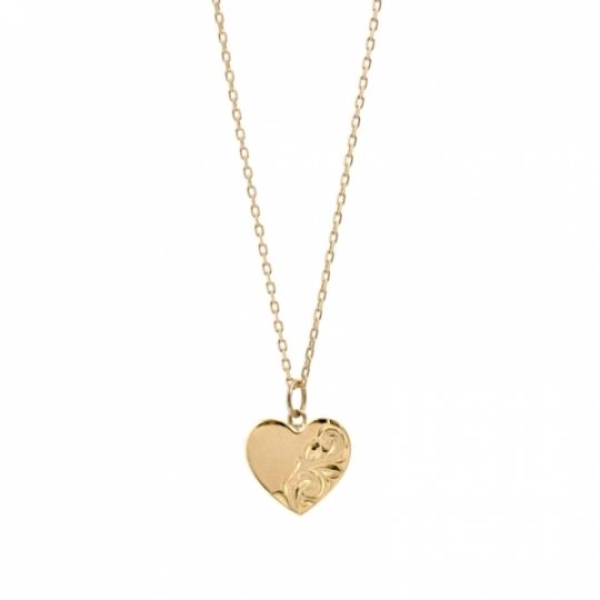 ハワイアンジュエリー/K10YG/Half engrave heart Necklace|ハワイアンジュエリーブランドMaxi(マキシ)公式通販オンラインショップ