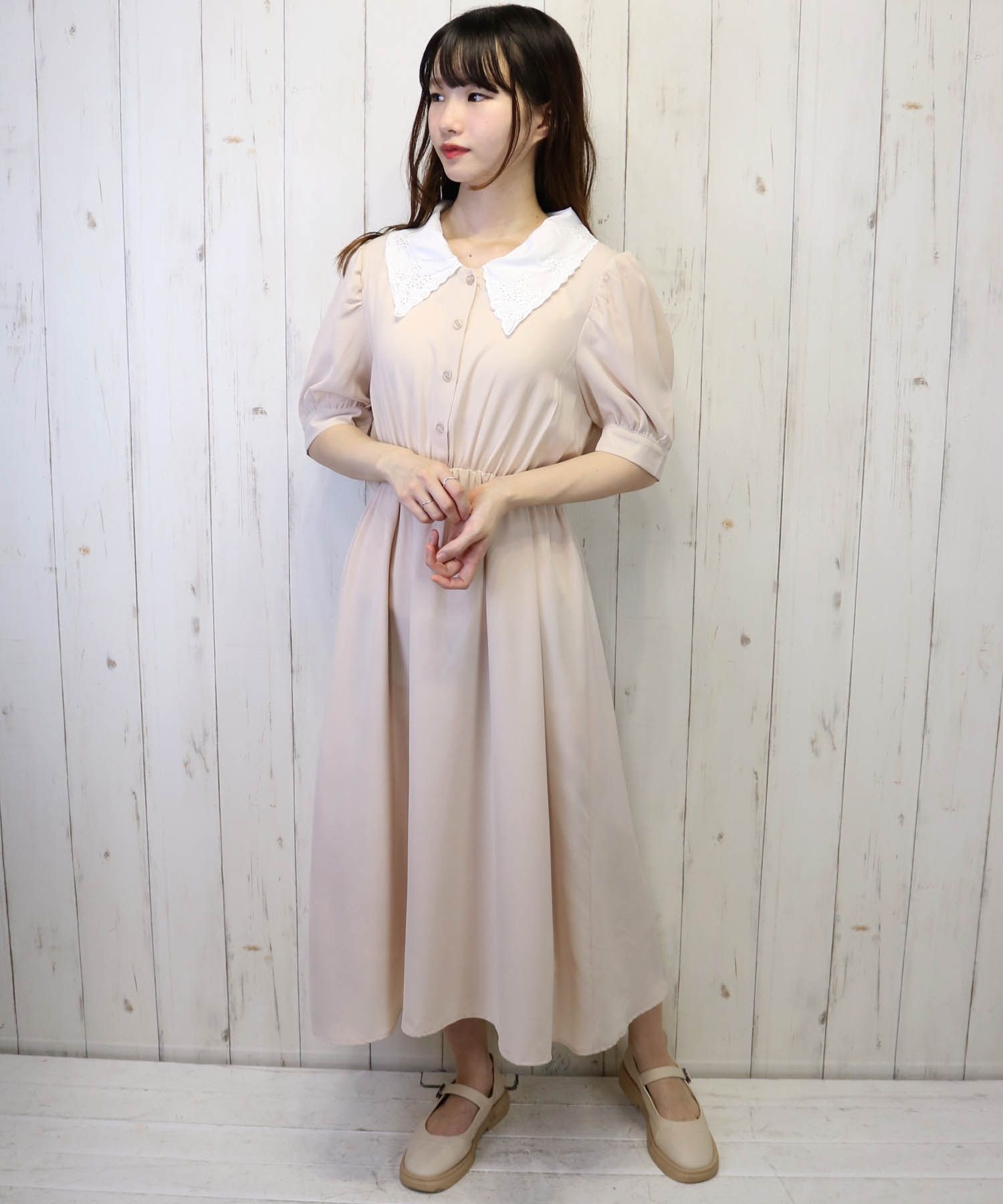 Paravion Online Shop 衿レースワンピース Paravion Online Shop 衿レースワンピース