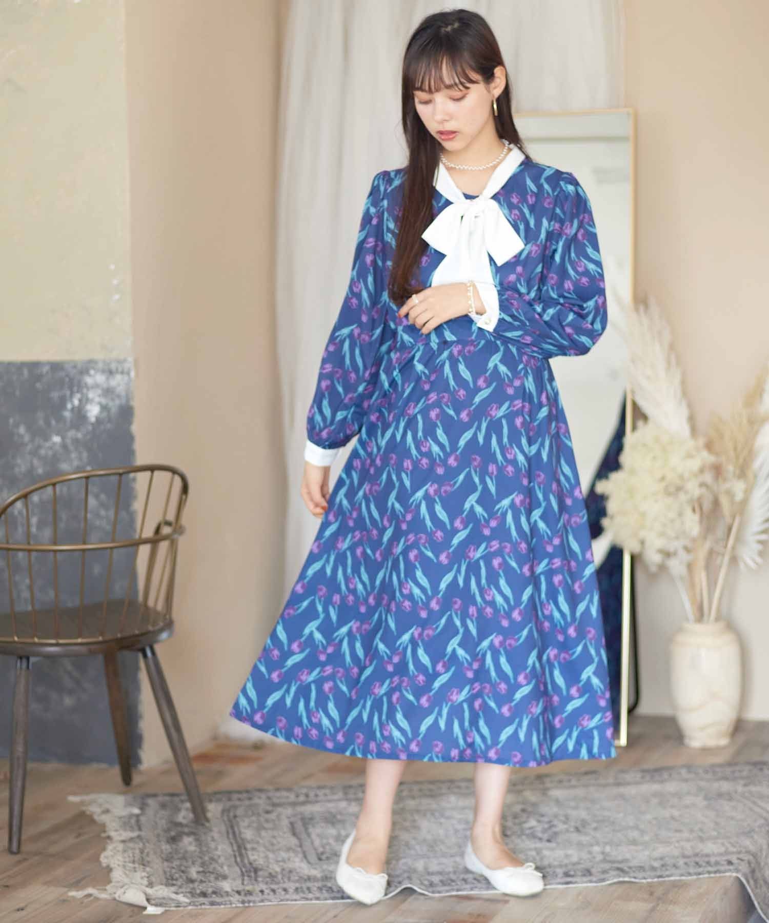 Paravion Online Shop フラワークレリックワンピース Paravion Online Shop フラワークレリックワンピース