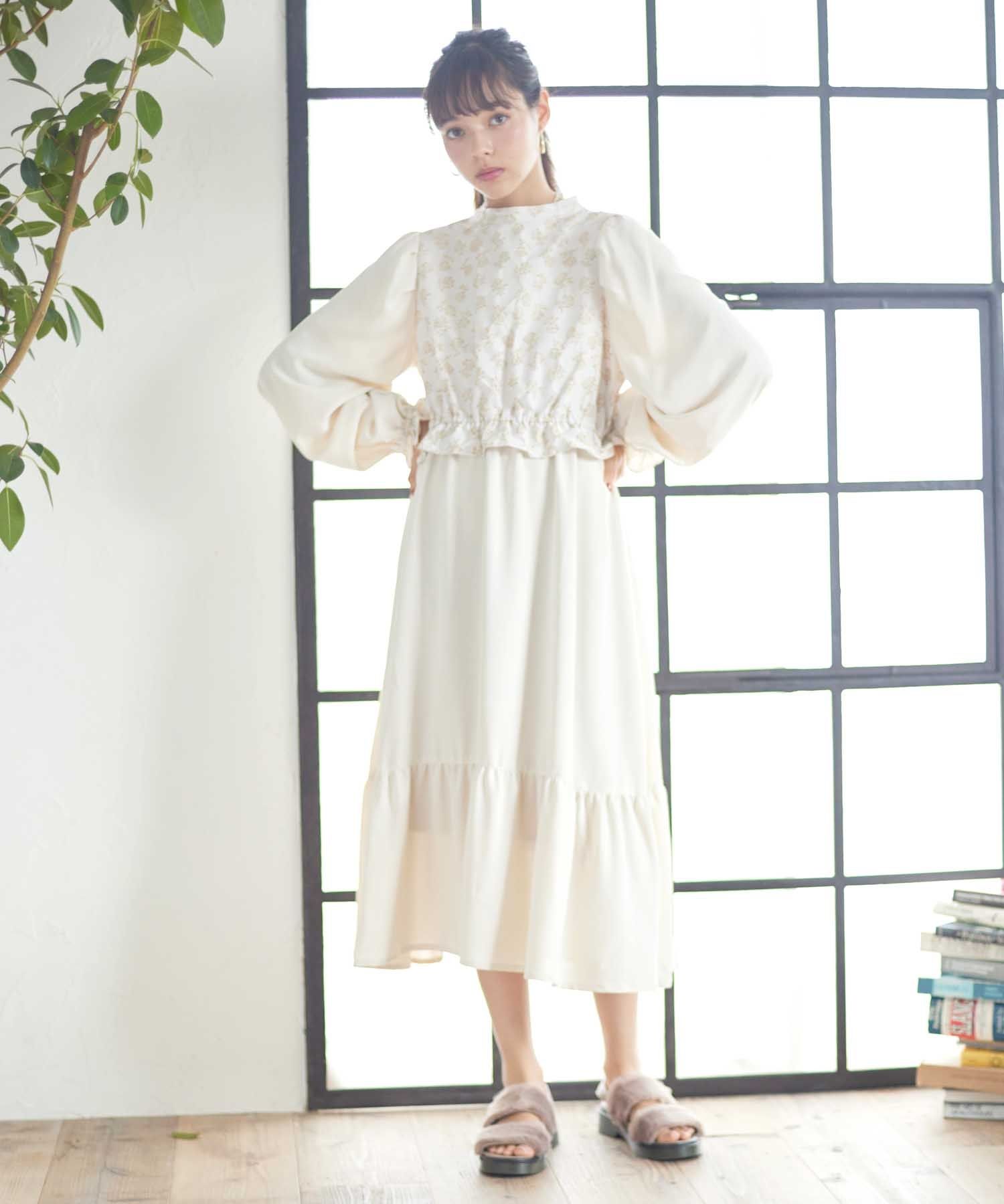 Paravion Online Shop フラワー切替ワンピース Paravion Online Shop フラワー切替ワンピース