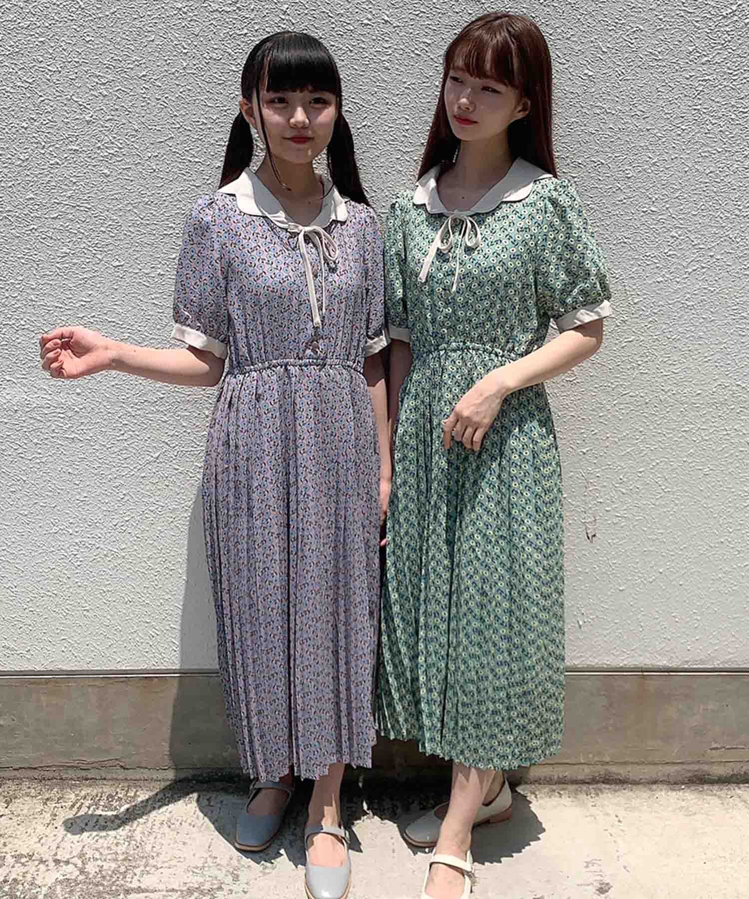 Paravion Online Shop スカラップ衿フラワーワンピース Paravion Online Shop スカラップ衿フラワーワンピース