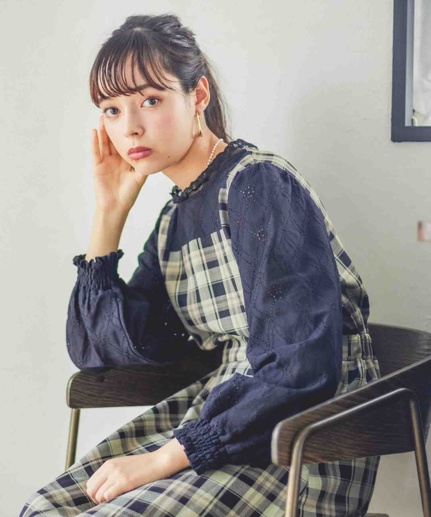 Paravion Online Shop 袖レース切替ワンピース Paravion Online Shop 袖レース切替ワンピース