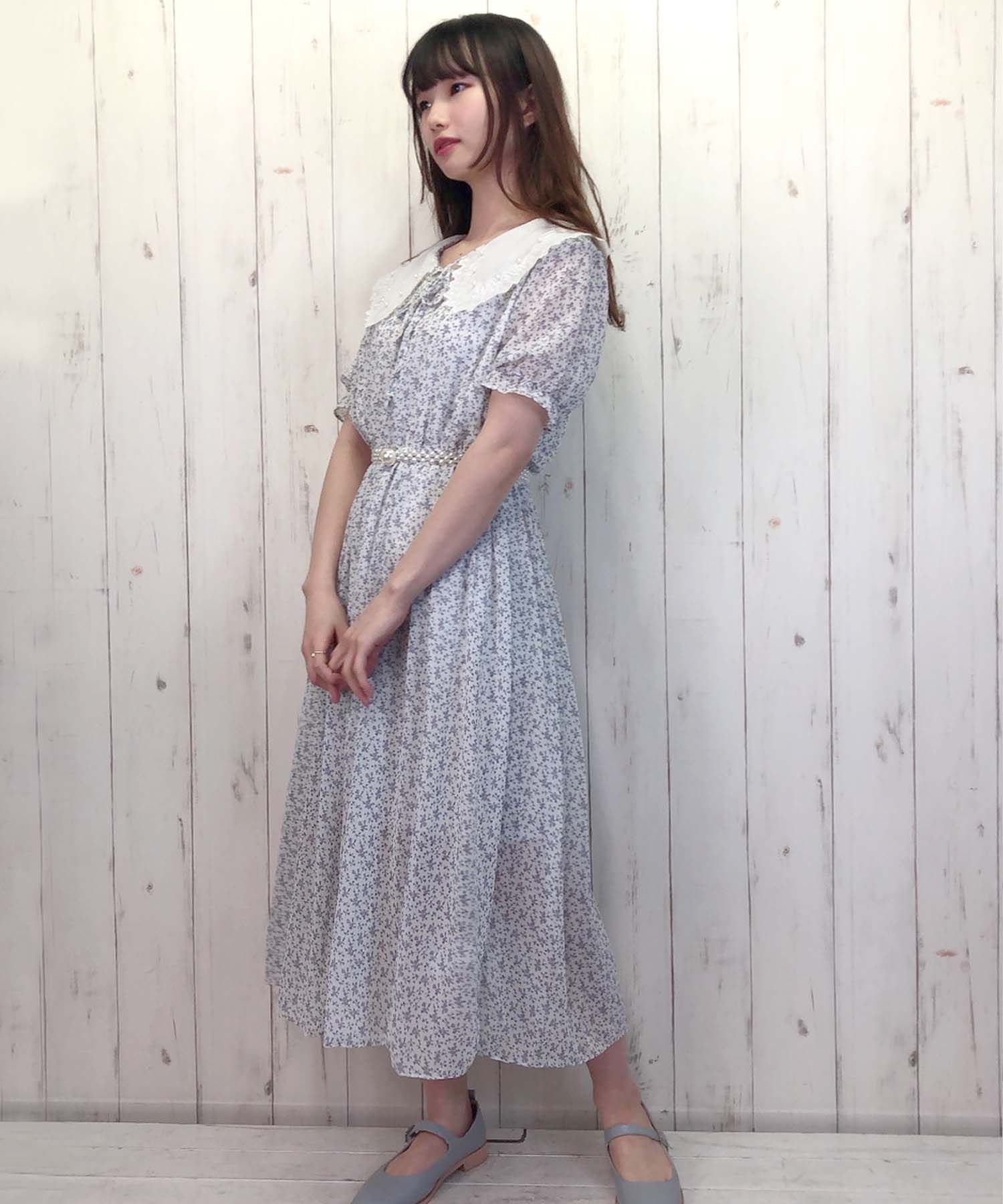 Paravion Online Shop スカラップ白襟ワンピース