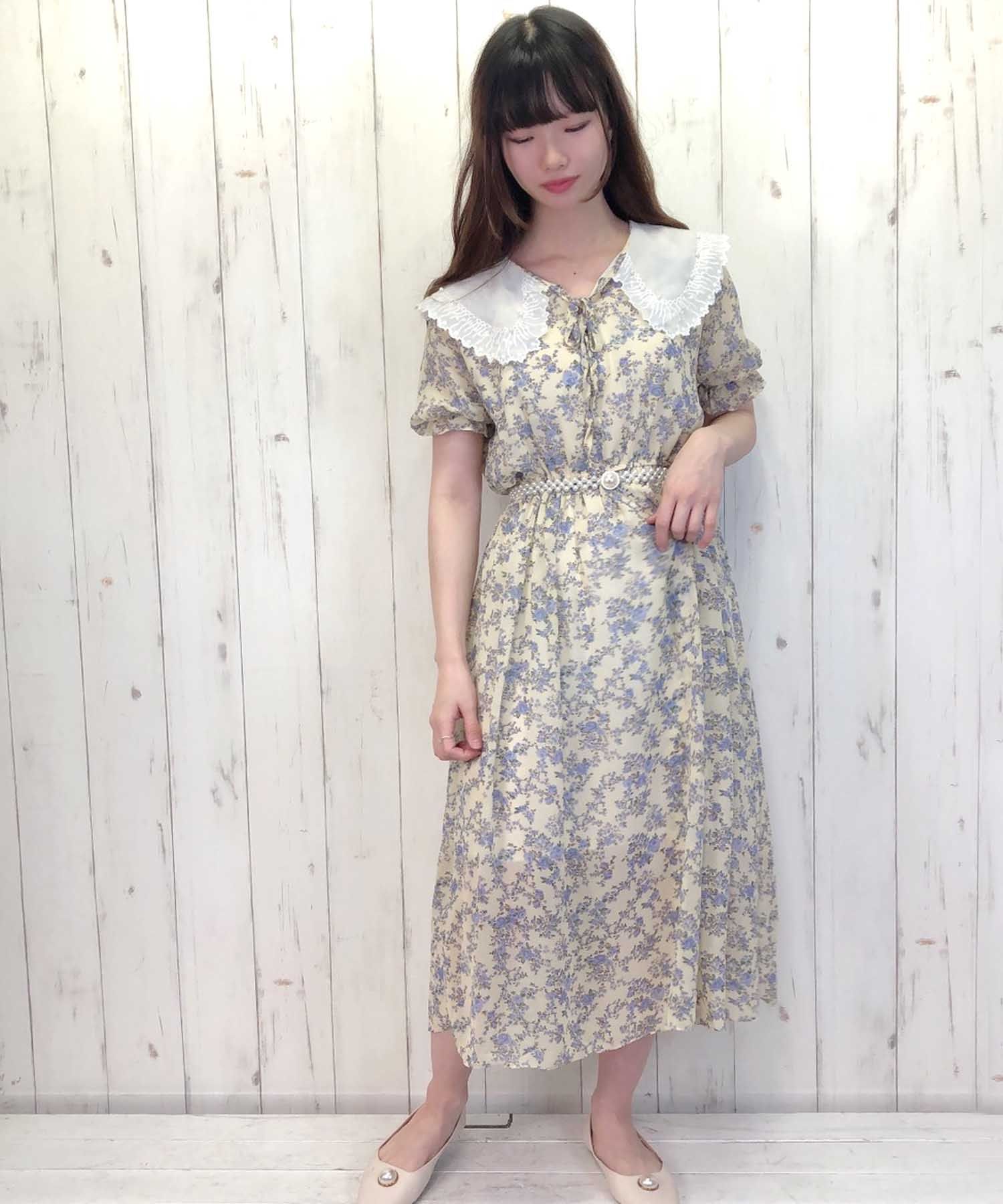 Paravion Online Shop スカラップ白襟ワンピース