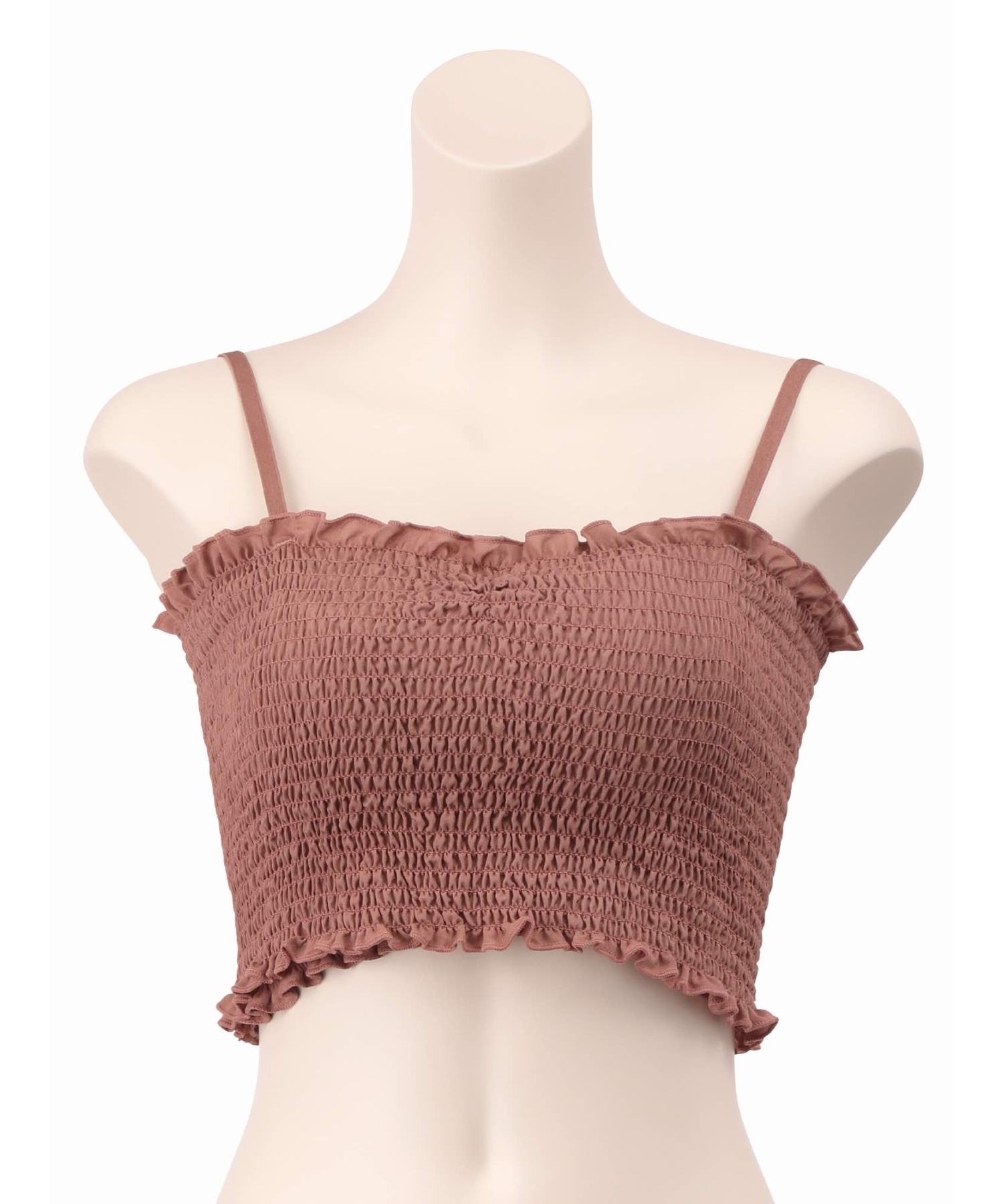 シャーリングレースアップキャミソール