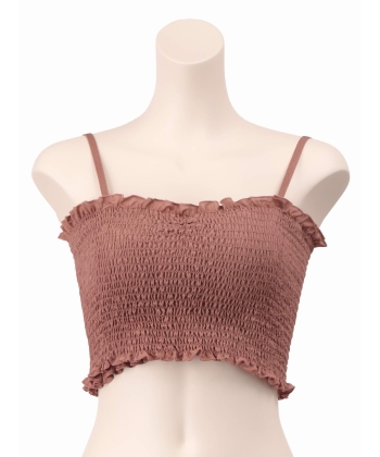 シャーリングレースアップキャミソール