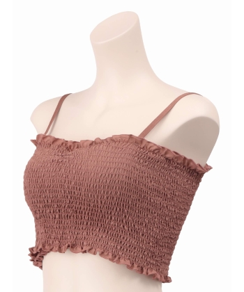 シャーリングレースアップキャミソール