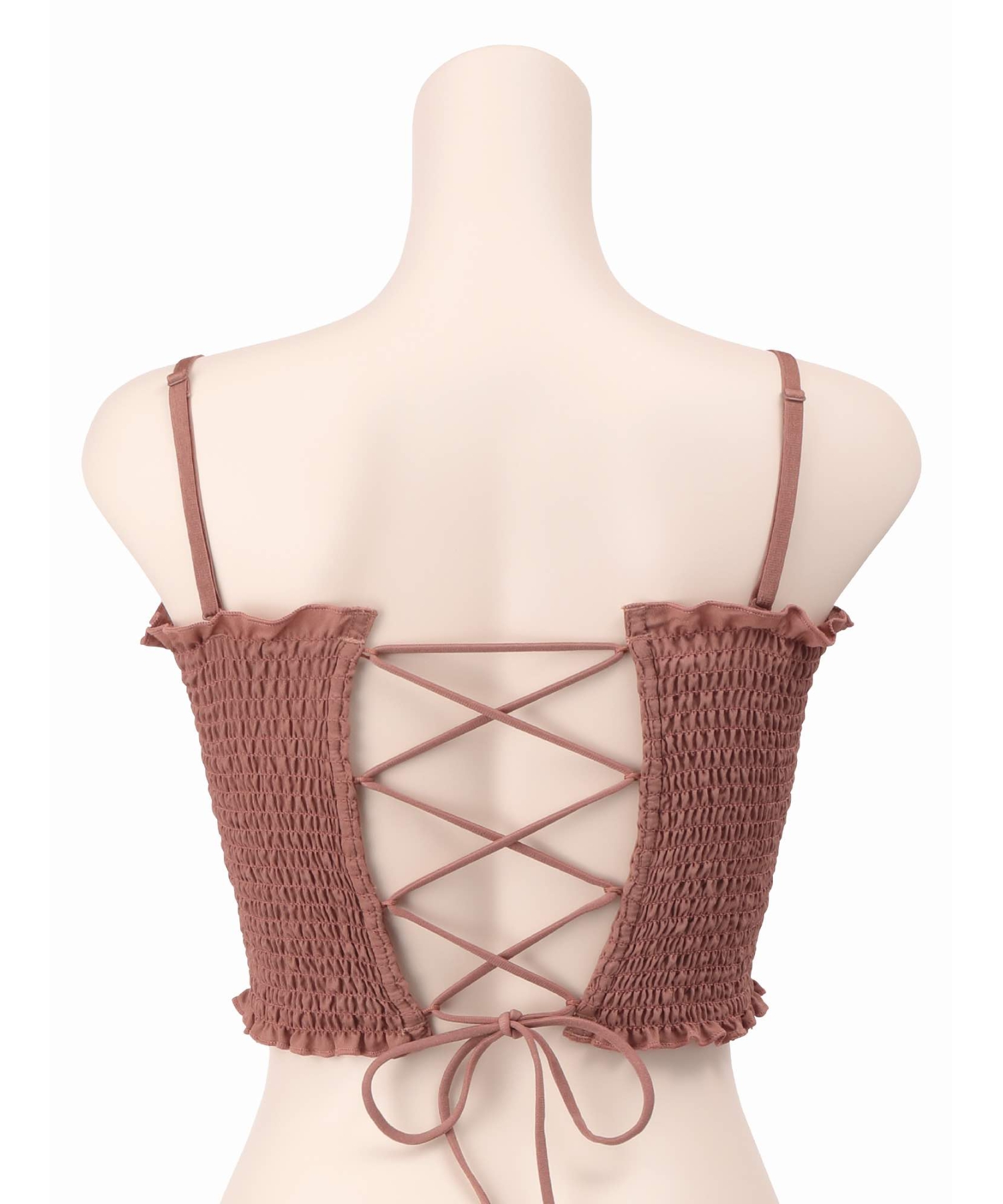 シャーリングレースアップキャミソール