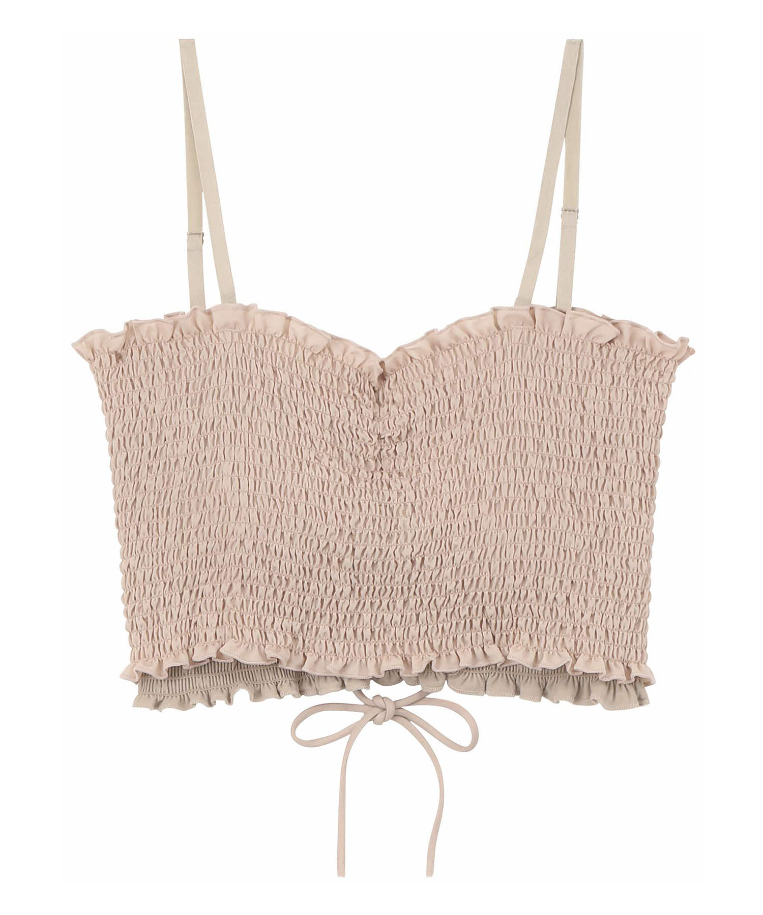 シャーリングレースアップキャミソール