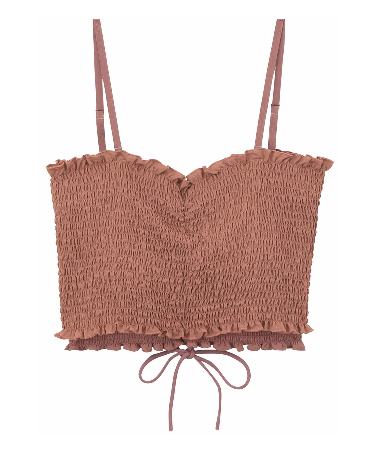 シャーリングレースアップキャミソール