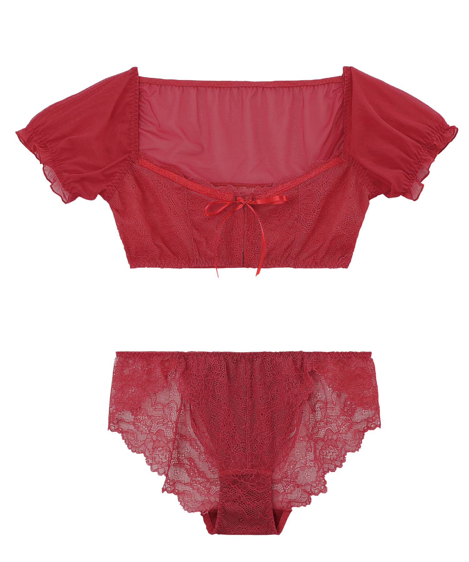 パフスリーブ ブラ・ショーツセット